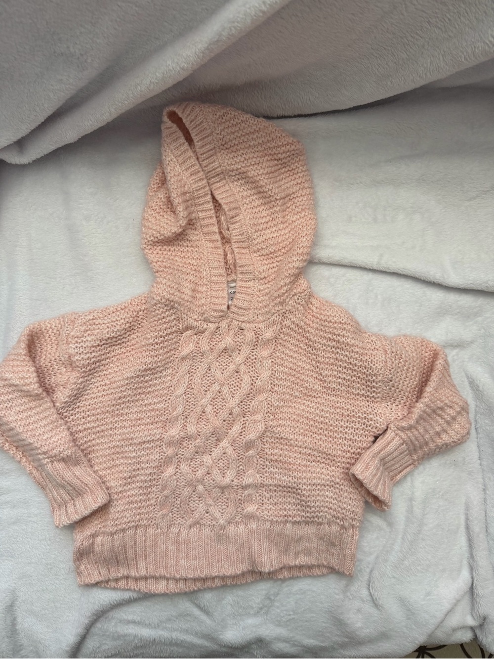 Carter's Blush Pink Cable-Knit Hooded Sweater